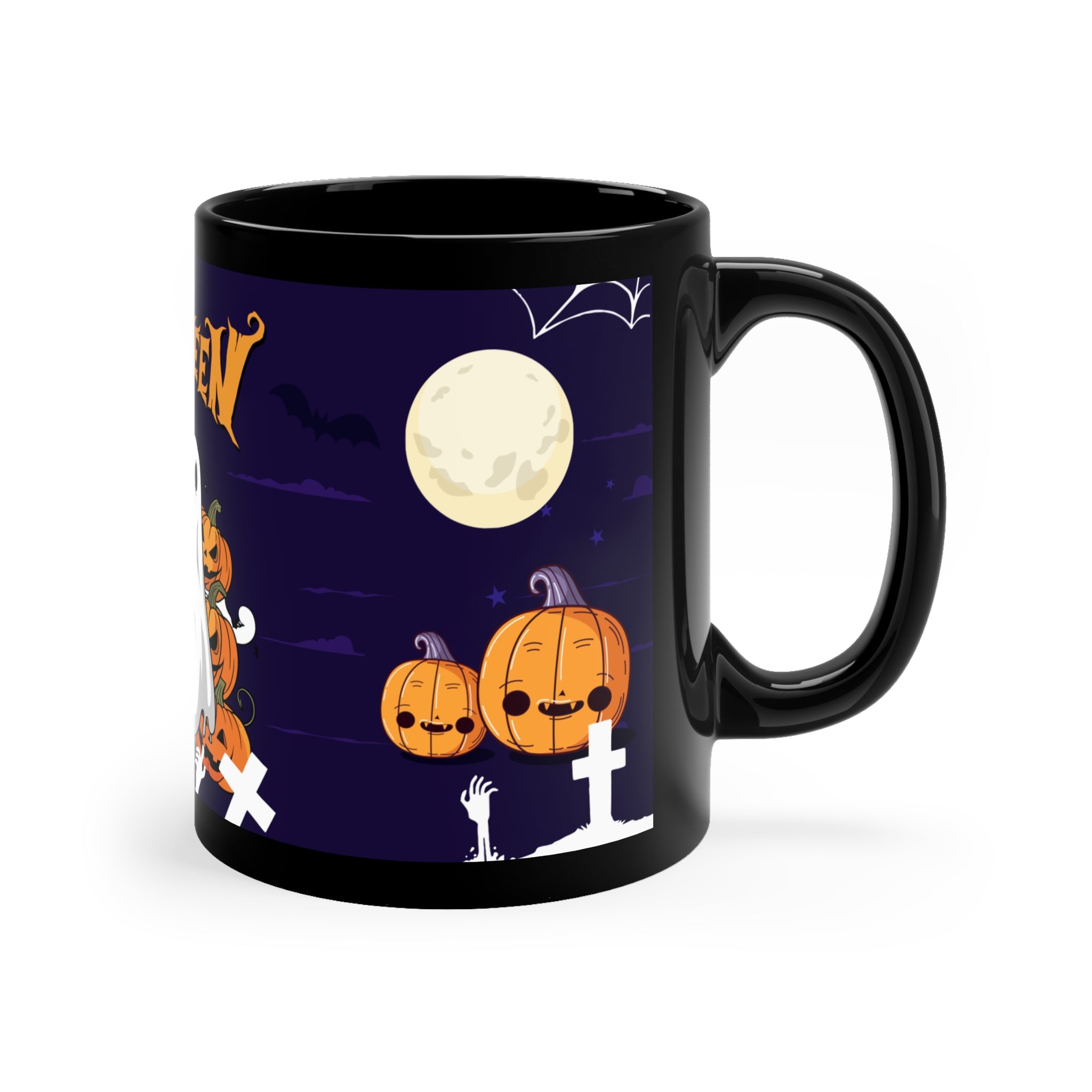 Halloween is Better with Skeleton | Black Coffee Mug